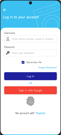 Washly mobile app home screen