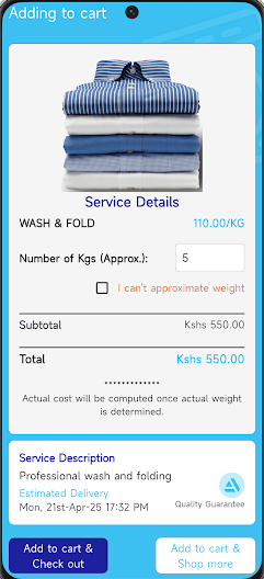 Washly mobile app order tracking screen