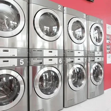 Commercial laundry machines at Washly